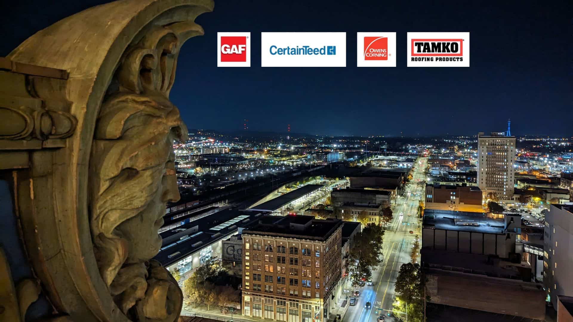 Birmingham AL Rooftop view of downtown Birmingham at night