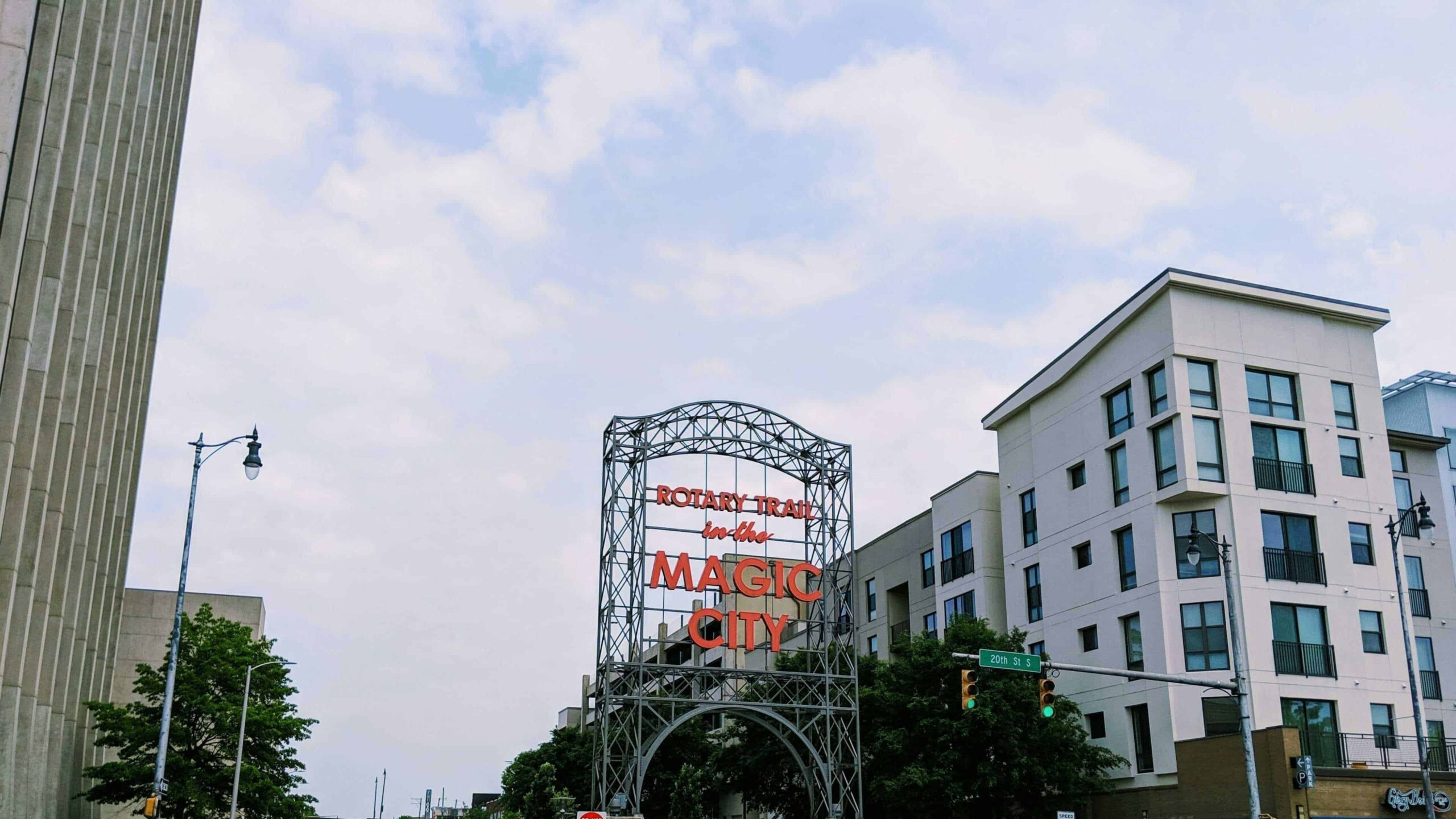 Street view of the entrance to the Rotary Trail in Birmingham AL