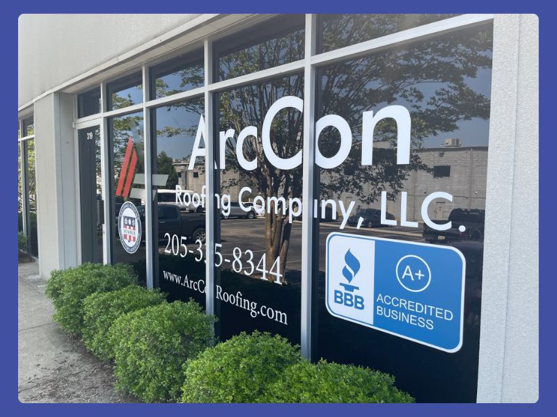 Our office location with BBB Badge on the front window