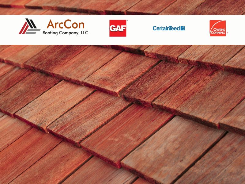 cedar roof installation close up example with manufacturer badges